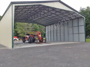 commercial metal building 40' wide with both sides closed and two gable trusses