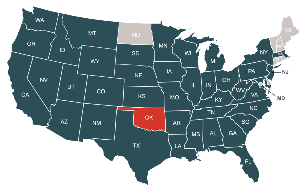Service Area map highlighting the state of Oklahoma